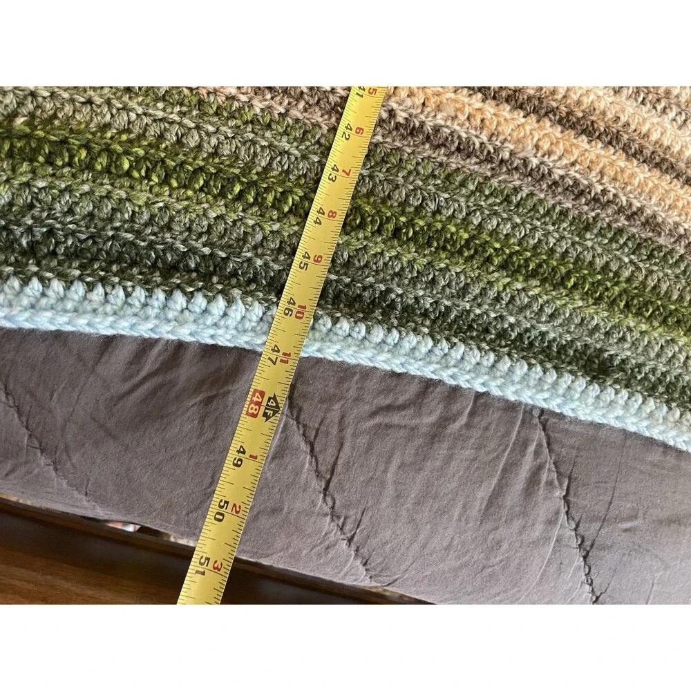Handmade Knitted Striped Multicolor Bed Throw Blanket- Rectangular